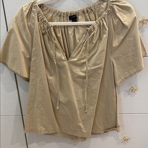 J. Crew Tan Off-Shoulder Blouse